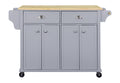 Cambridge Natural Wood Top Kitchen Island with Storage gray-solid wood+mdf