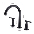 Two Handle High Arc Widespread Bathroom Sink Faucet 3 Hole Matte Black Stainless Steel