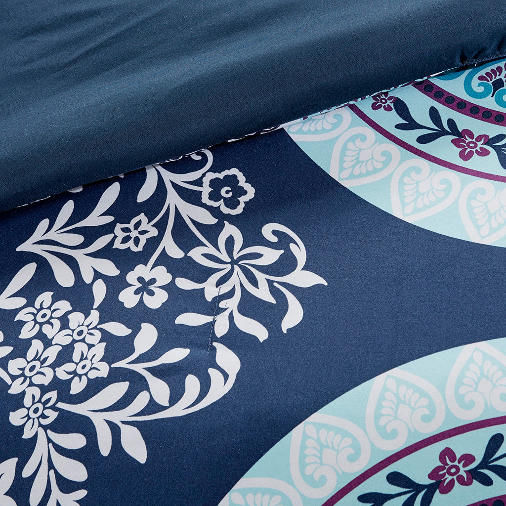Boho Comforter Set With Bed Sheets Twin Xl Navy Polyester