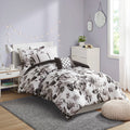 Floral Print Comforter Set Twin Xl White Black Polyester