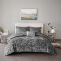 Velvet Comforter Set King Grey Polyester