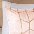 Metallic Printed Comforter Set Full Blush Gold Polyester