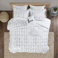 Metallic Printed Comforter Set Queen White Silver Polyester