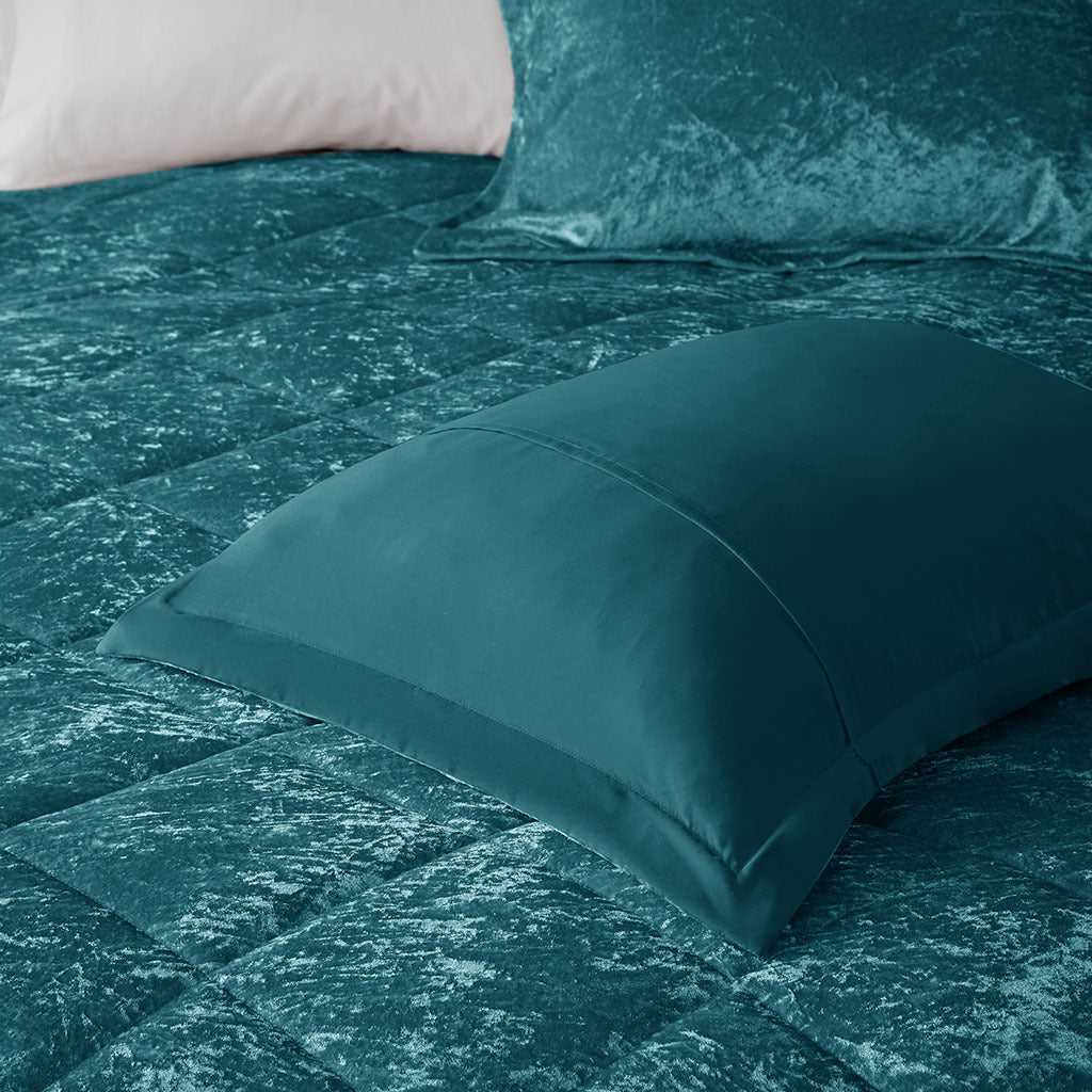 Velvet Comforter Set King Teal Polyester