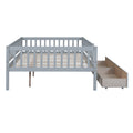 Full Size Daybed Wood Bed With Two Drawers, Gray Full Gray Solid Wood