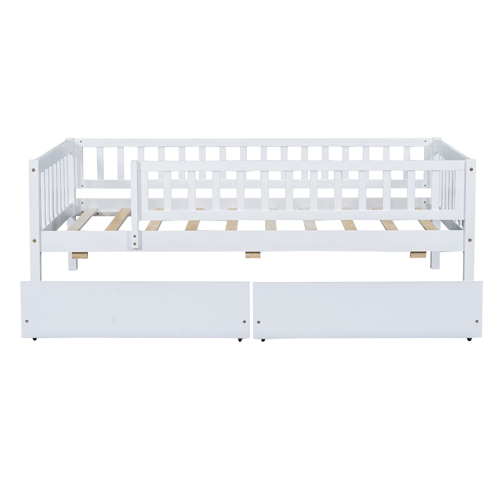 Twin Size Daybed Wood Bed With Two Drawerswhite Twin White Solid Wood