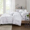 Metallic Printed Comforter Set Queen White Silver Polyester