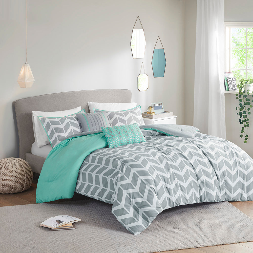 Comforter Set Twin Aqua Polyester