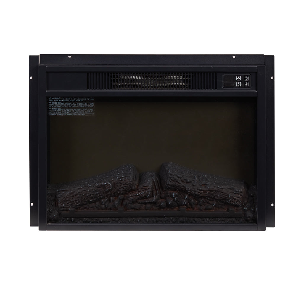 Electric Fireplace Insert 23" 1400W 120V Black Tempered Glass Sheet Metal Plastic