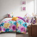 Floral Comforter Set Full Blue Polyester