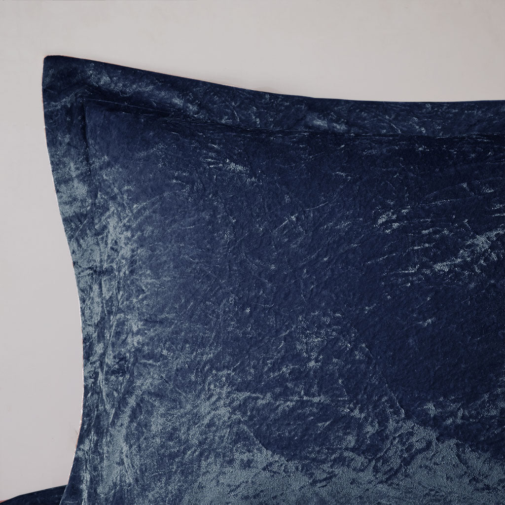 Velvet Comforter Set Full Navy Polyester