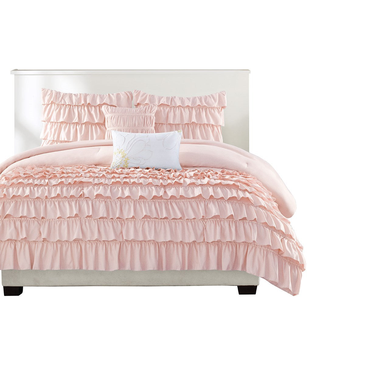 Ruffle Comforter Set Full Blush Polyester