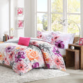 Floral Comforter Set Full Pink Polyester