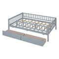 Full Size Daybed Wood Bed With Two Drawers, Gray Full Gray Solid Wood