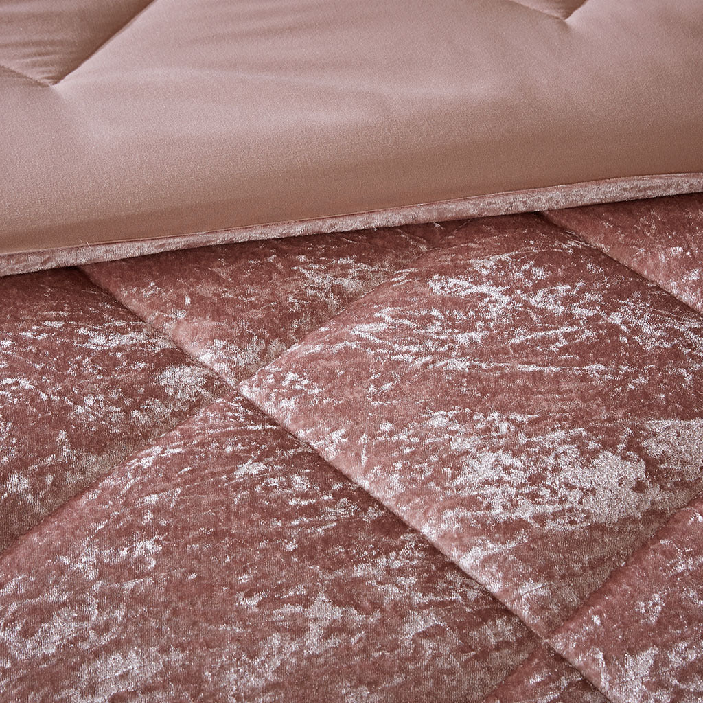 Velvet Comforter Set Full Blush Polyester