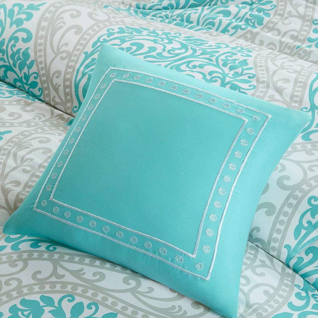 Comforter Set Full Aqua Polyester