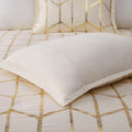 Metallic Printed Comforter Set Full Ivory Gold Polyester