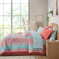 Boho Comforter Set With Bed Sheets Twin Xl Coral Polyester