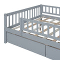Full Size Daybed Wood Bed With Two Drawers, Gray Full Gray Solid Wood
