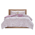 Metallic Printed And Pintucked Comforter Full Plum Polyester