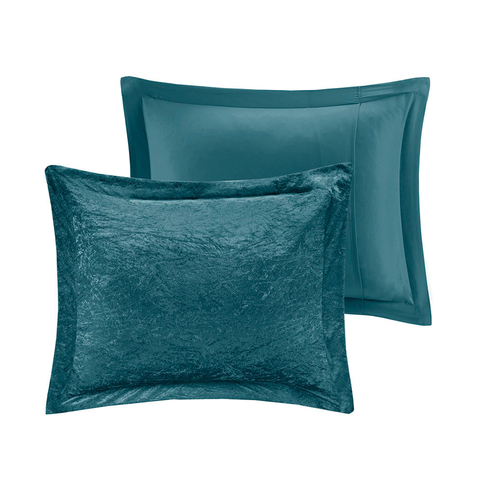 Velvet Comforter Set King Teal Polyester