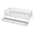 Twin Size Daybed Wood Bed With Two Drawerswhite Twin White Solid Wood