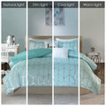 Metallic Printed Comforter Set Full Aqua Silver Polyester