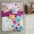 Floral Comforter Set King Blue Polyester