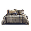 Plaid Comforter Set With Bed Sheets Twin Xl Navy Multi Polyester