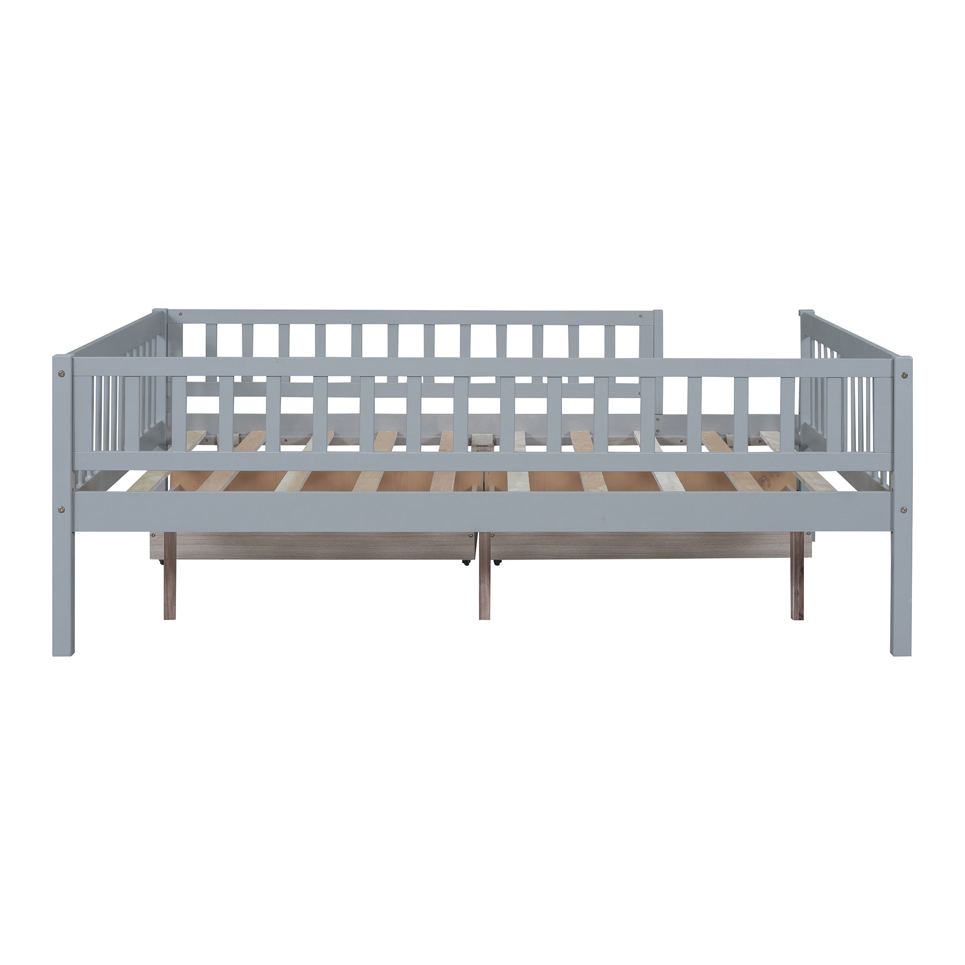 Full Size Daybed Wood Bed With Two Drawers, Gray Full Gray Solid Wood