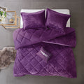 Velvet Comforter Set Full Purple Polyester