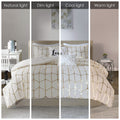 Metallic Printed Comforter Set King Ivory Gold Polyester