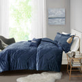 Velvet Comforter Set Twin Xl Navy Polyester