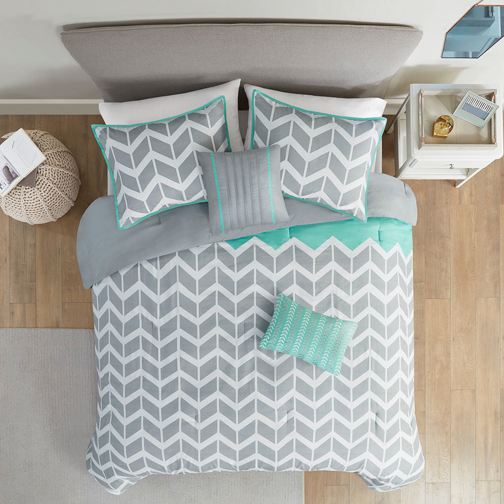 Comforter Set Twin Aqua Polyester