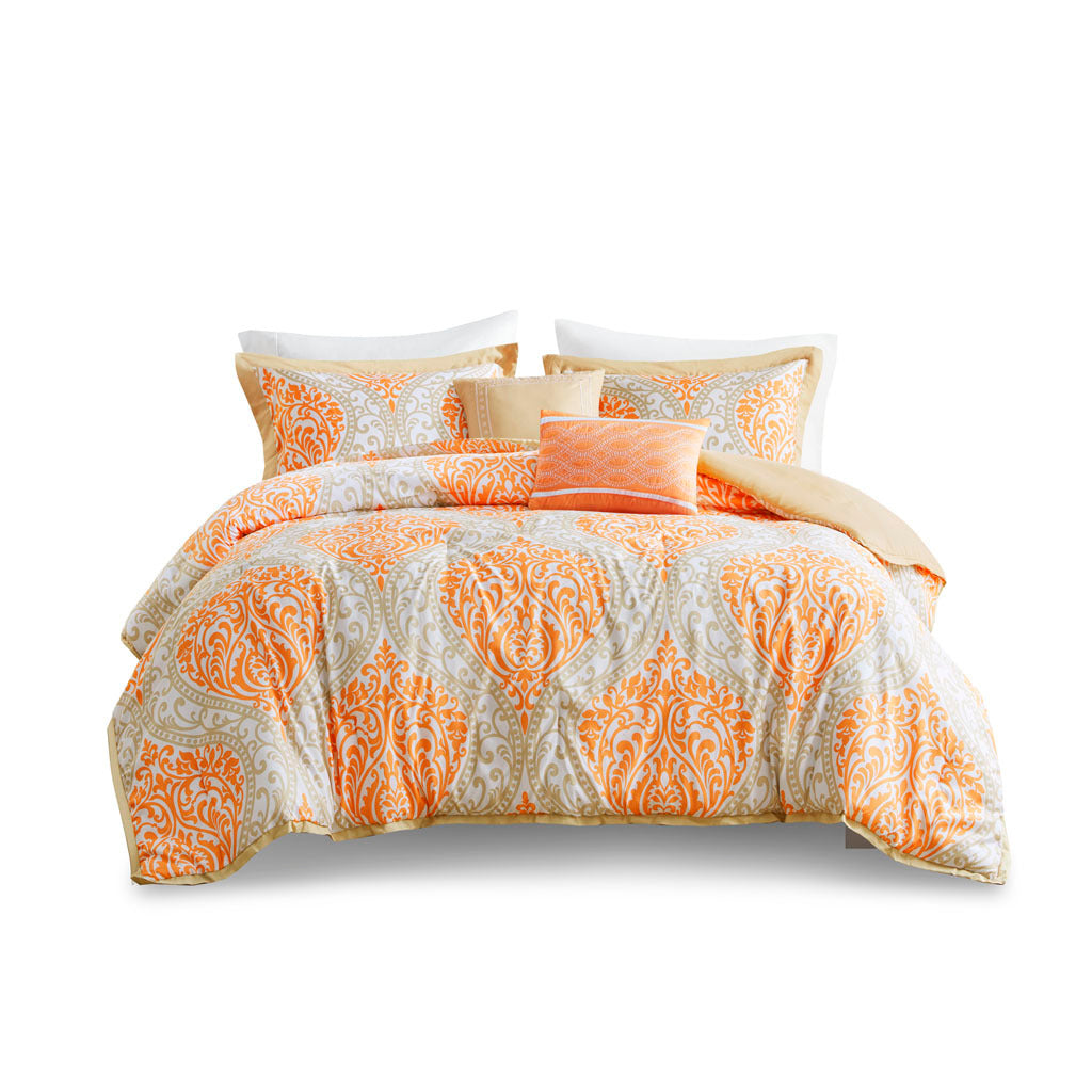 Comforter Set King Orange Polyester