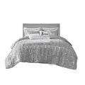 Metallic Printed Comforter Set Full Grey Silver Polyester