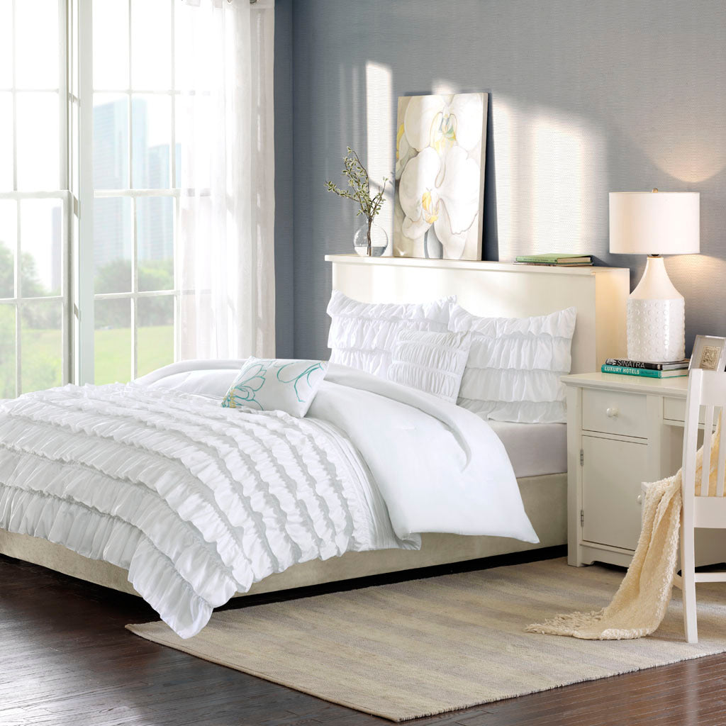 Ruffle Comforter Set white-polyester