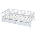 Twin Size Daybed Wood Bed With Two Drawerswhite Twin White Solid Wood