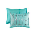 Metallic Printed Comforter Set Full Aqua Silver Polyester