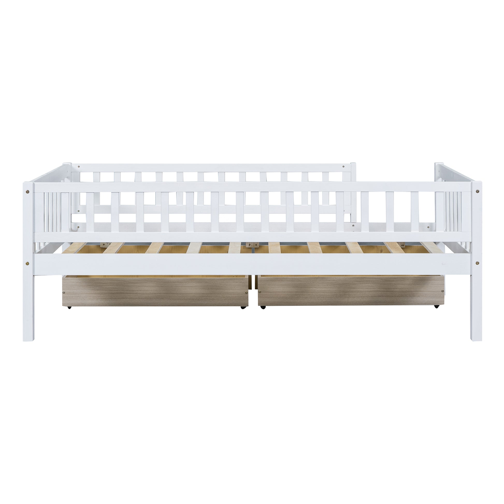 Twin Size Daybed Wood Bed With Two Drawerswhite Twin White Solid Wood