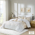 Metallic Animal Printed Comforter Set Ivory Gold Microfiber