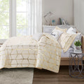 Metallic Printed Comforter Set King Ivory Gold Polyester