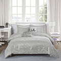 Metallic Triangle Print Comforter Set Full Grey Silver Polyester