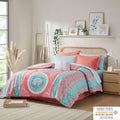 Boho Comforter Set With Bed Sheets Twin Xl Coral Polyester