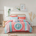 Boho Comforter Set With Bed Sheets Twin Xl Coral Polyester