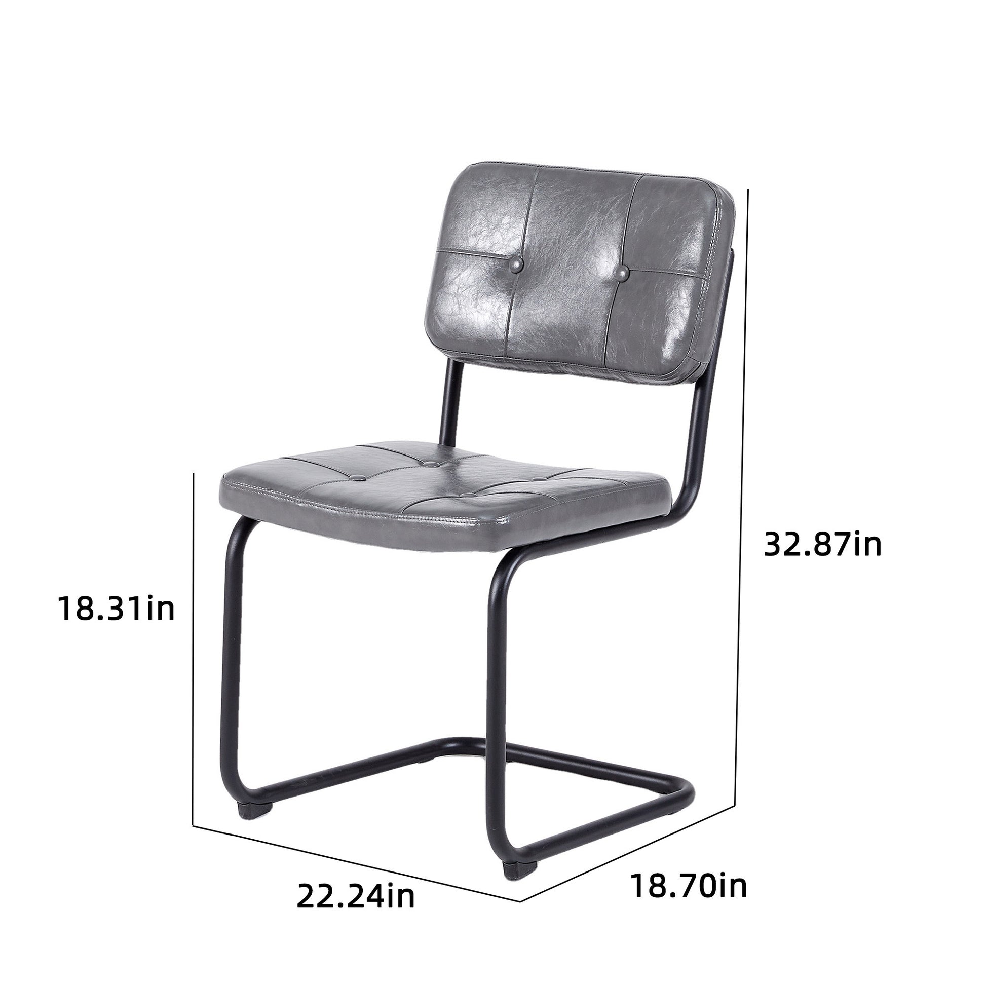 Light Grey Modern Simple Style Dining Chair Pu Leather Black Metal Pipe Dining Room Furniture Chair Set Of 4 Light Grey Pu Leather