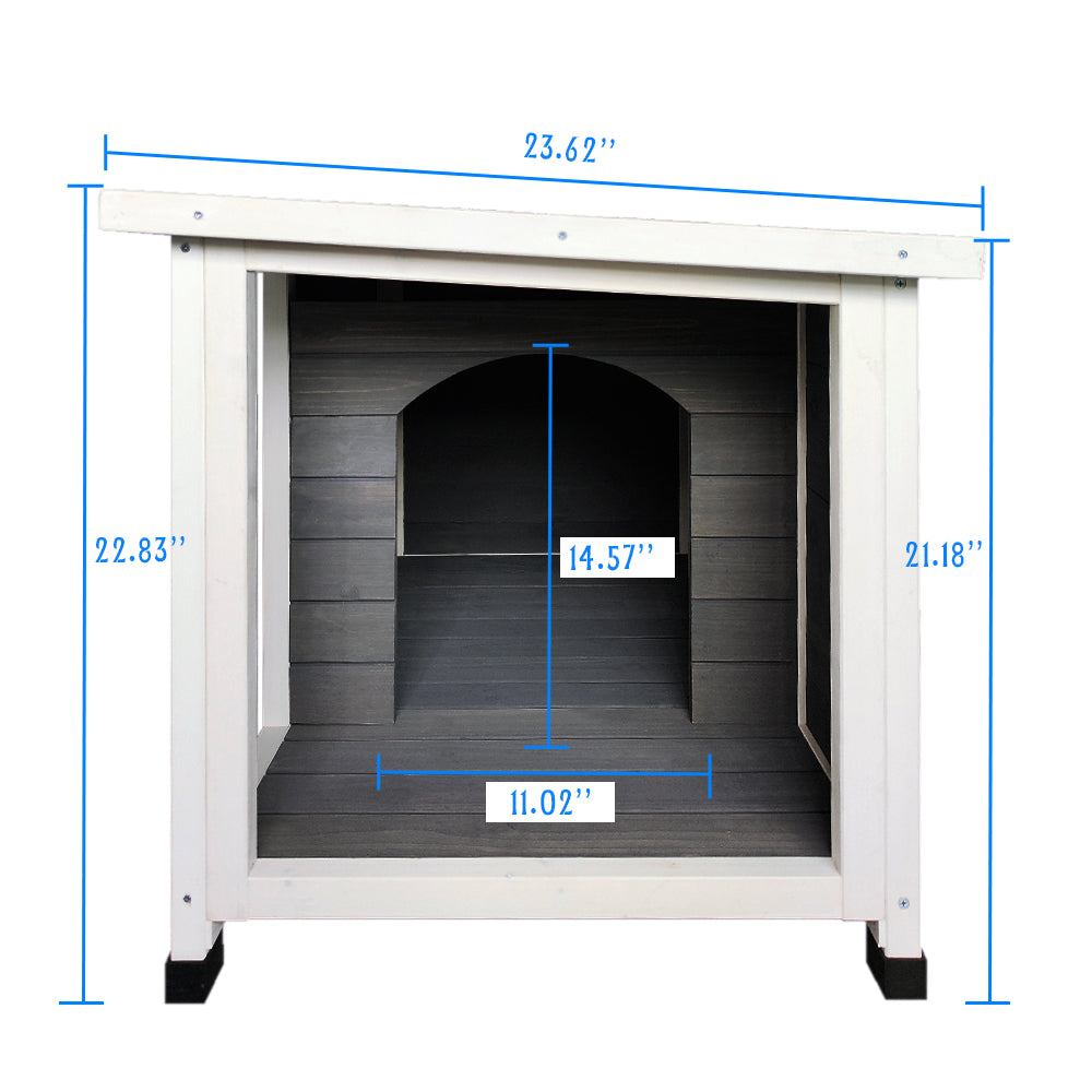 Wooden Dog House Dog Kennel With Opening Hinged Roof For Easy Cleaning, Indoor Solid Wood Dog Cage Gray Solid Wood