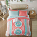 Boho Comforter Set With Bed Sheets Twin Xl Coral Polyester