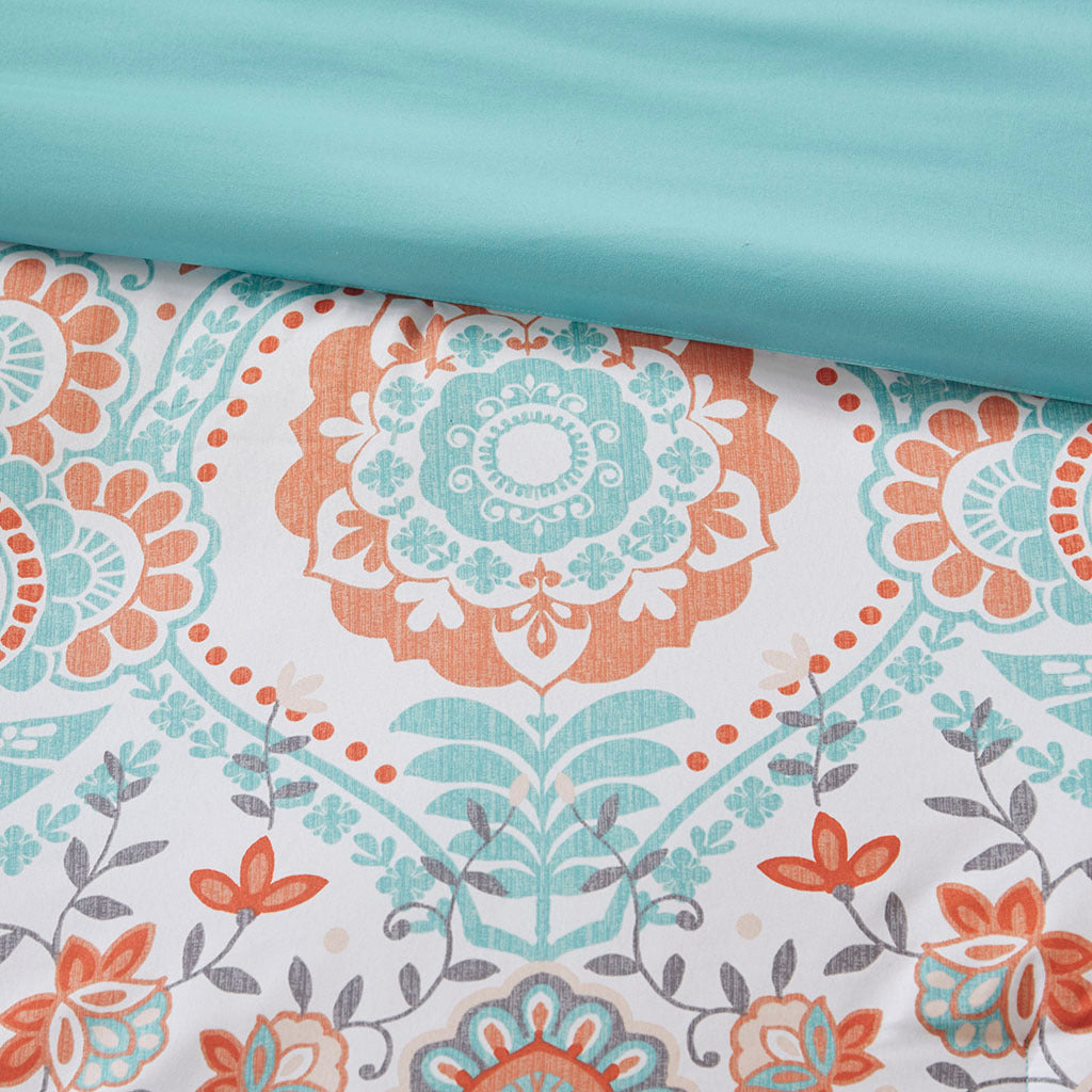 Boho Comforter Set With Bed Sheets Twin Aqua Polyester