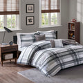 Plaid Comforter Set Full Black Polyester